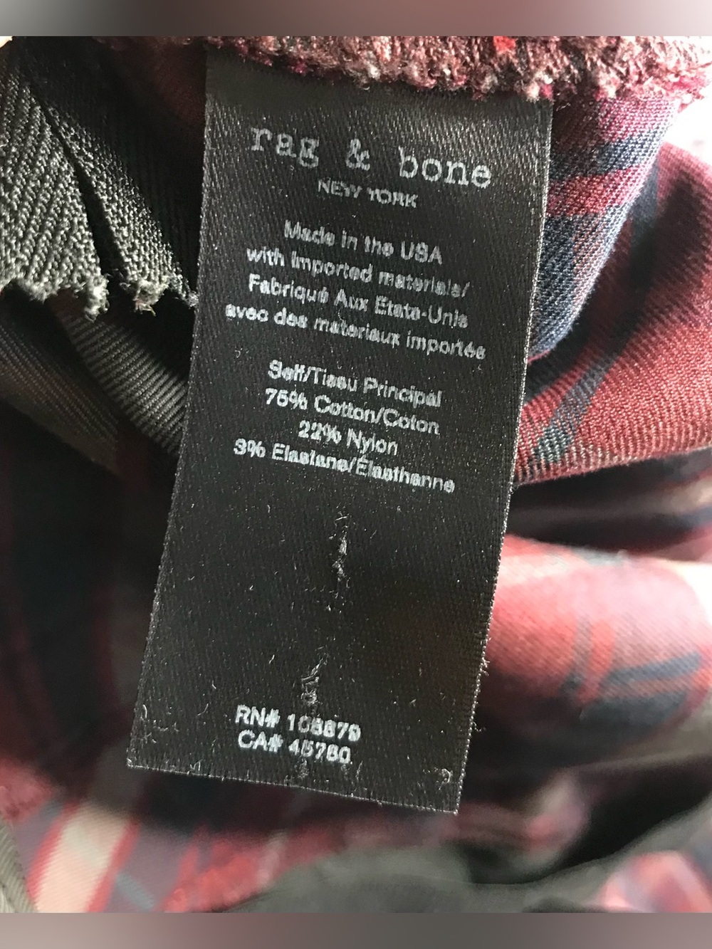 RAG & BONE Simone Burgundy Navy Grey Plaid High Rise Ankle Cropped Pants Size 4 - Picture 13 of 16